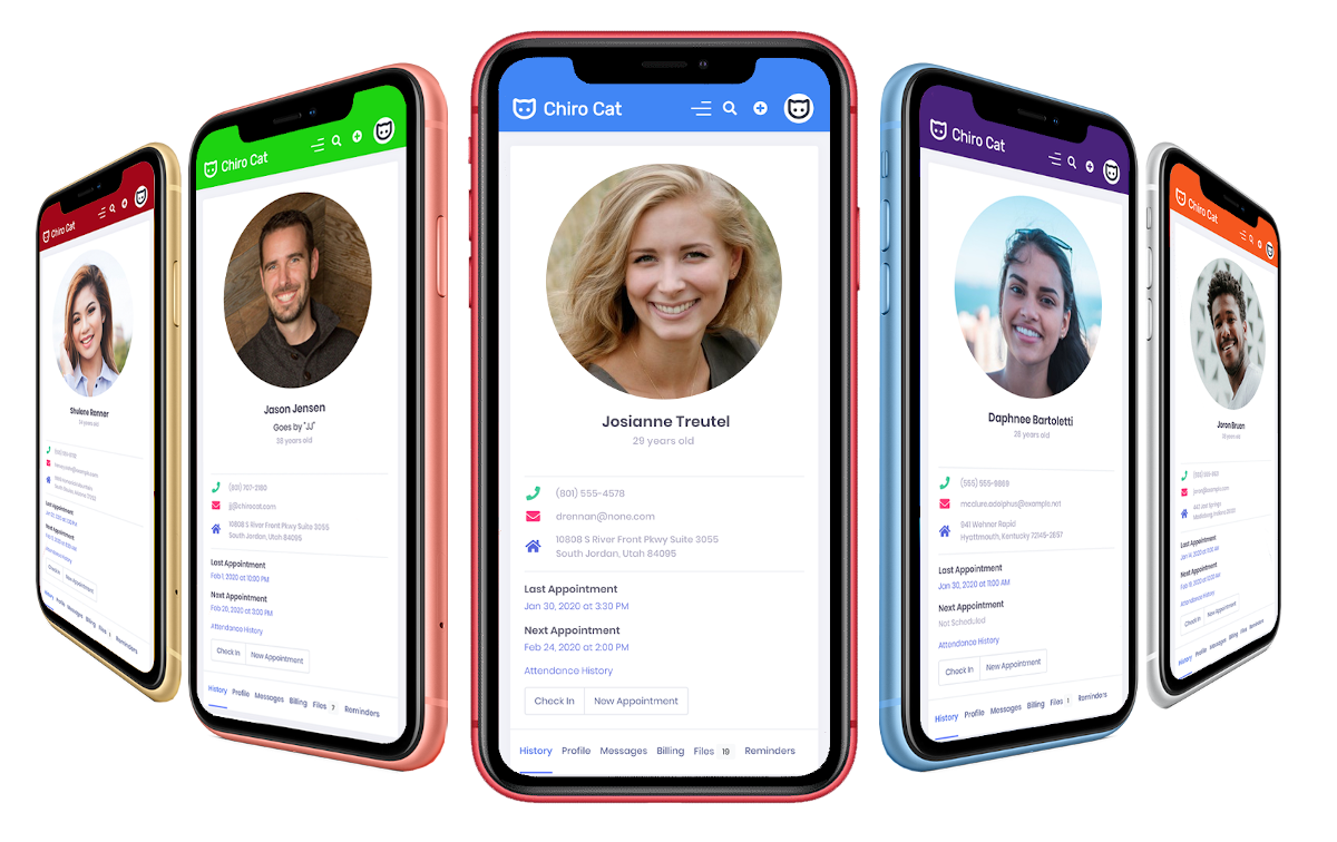 Chiro Cat Profiles on Multiple Phones